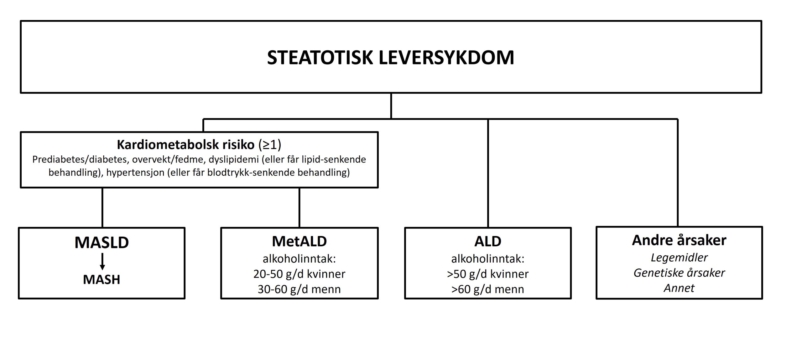 inndeling av steatotisk leversykdom etter etiologier